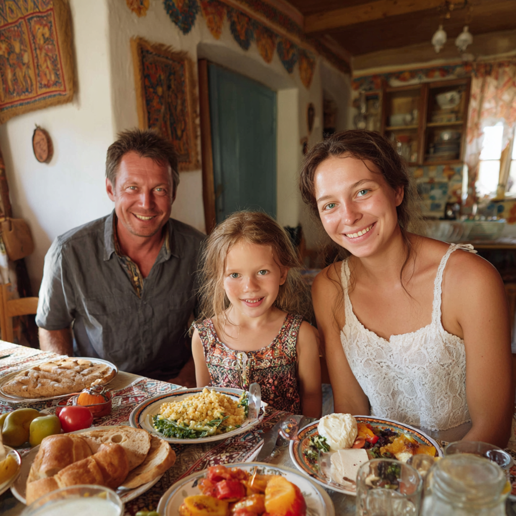 Smiling middle-aged Hungarian couple preparing healthy traditional meals together in a modern kitchen